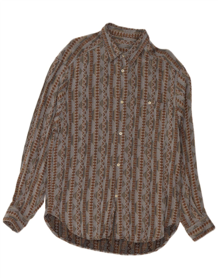 Camicia da uomo VINTAGE grigio medio geometrico