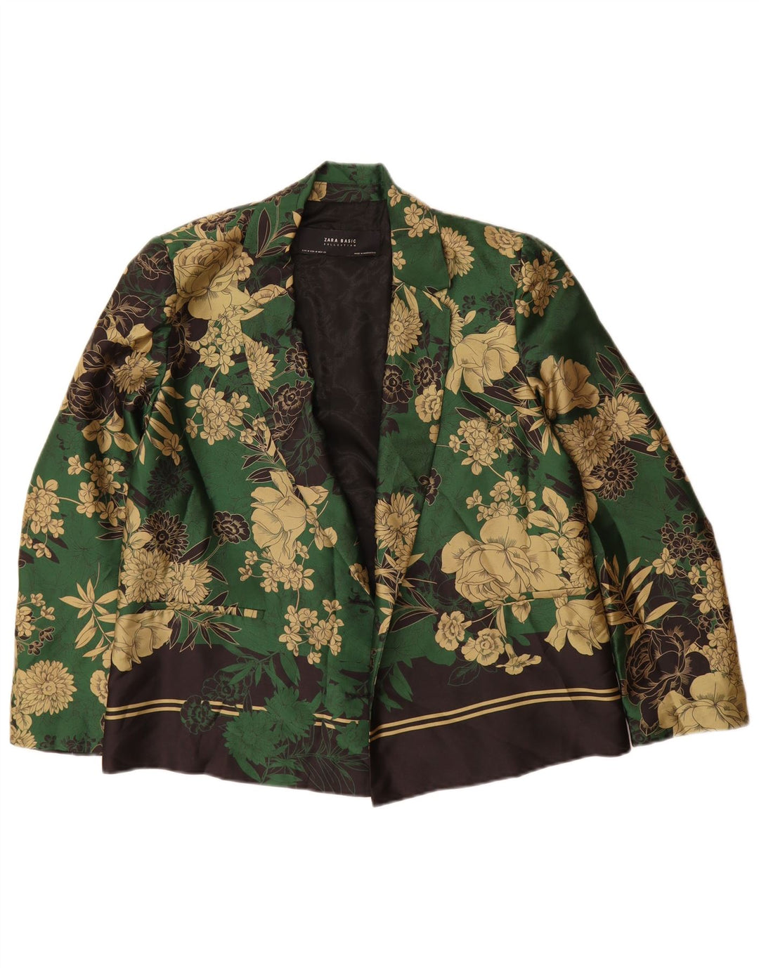 Giacca blazer aperta da donna Zara UK 14 Poliestere floreale verde medio