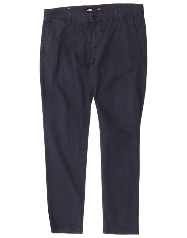 Pantaloni chino slim da uomo Zara EU 44 Large W34 L31 cotone blu navy
