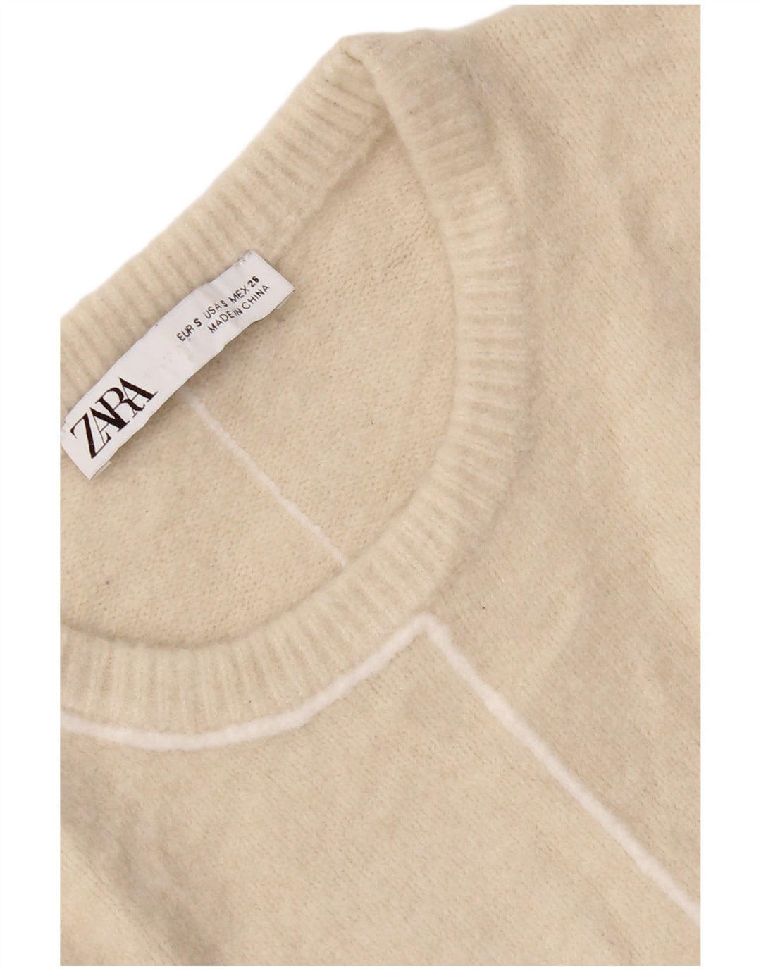 Maglione maglione girocollo da donna Zara UK 10 piccolo beige