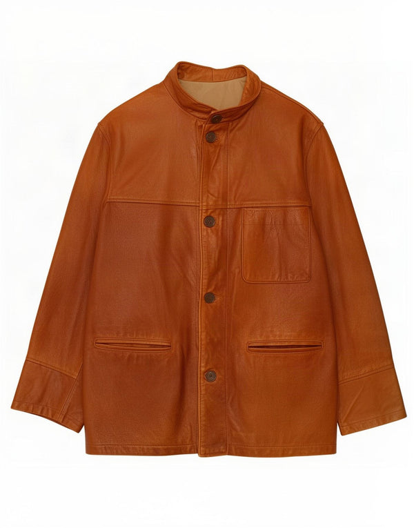 Giacca in pelle vintage da uomo UK 40 grande beige