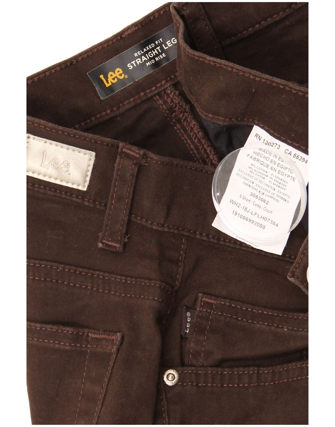 Pantaloni casual da donna LEE a vita media con vestibilità rilassata US 8 Medium W30 L28 Marrone