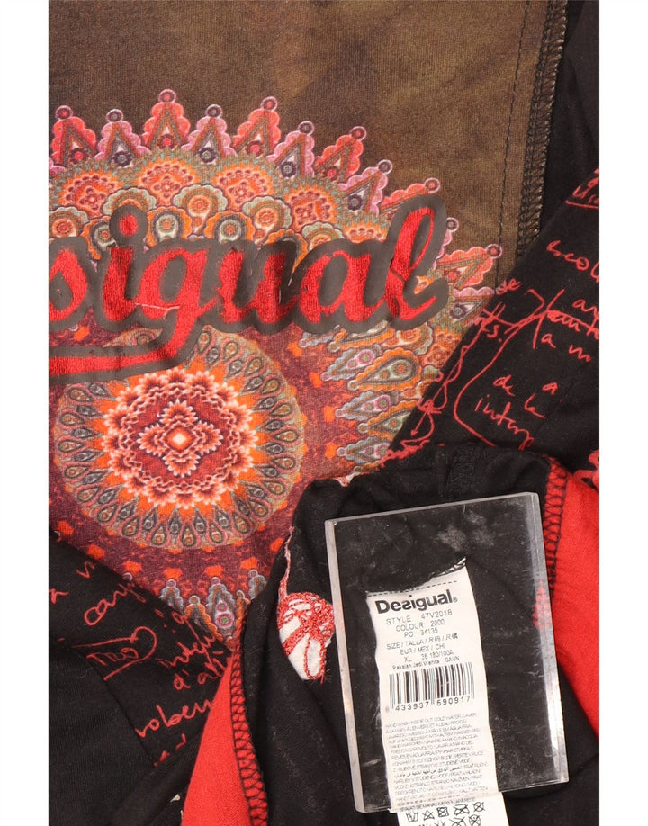 DESIGUAL Abito da donna a maniche lunghe con grafica grafica A-Line UK 18 XL Nero Paisley