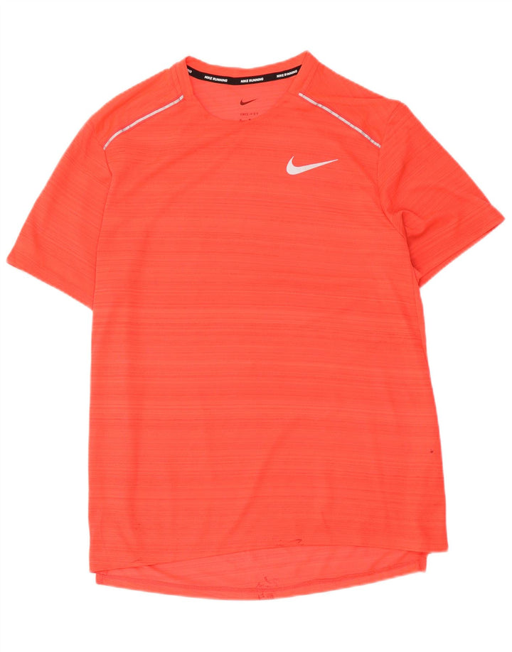 T-shirt da uomo Nike Dri Fit, top in poliestere a righe rosse medie