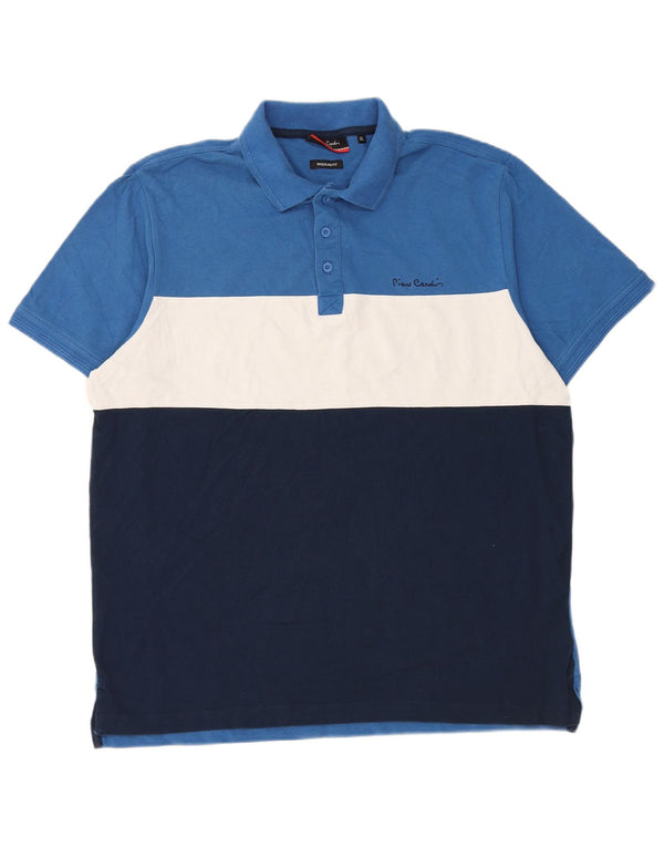 Polo Pierre Cardin da uomo vestibilità regolare XL blu in cotone color block