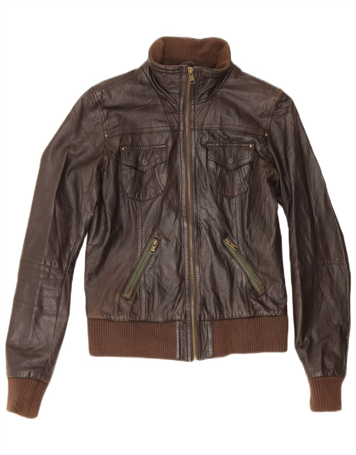 Giacca in pelle da donna Bershka UK 12 Marrone medio