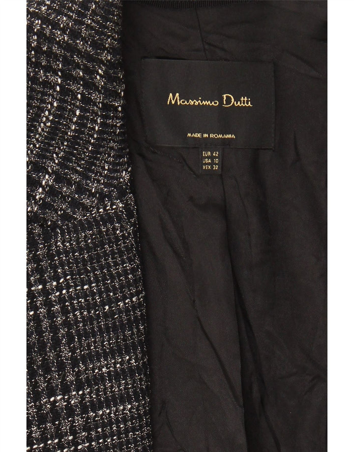 MASSIMO DUTTI Womens Open Blazer Jacket EU 42 Large Black Check