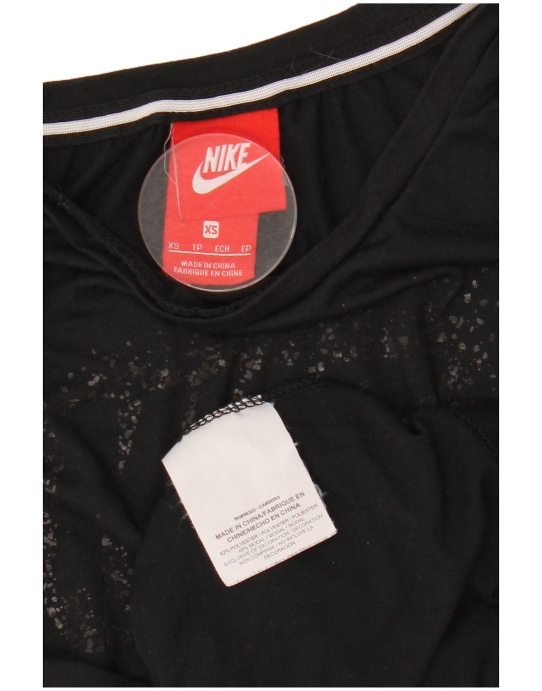 T-shirt grafica da donna NIKE Top UK 6 XS poliestere nero