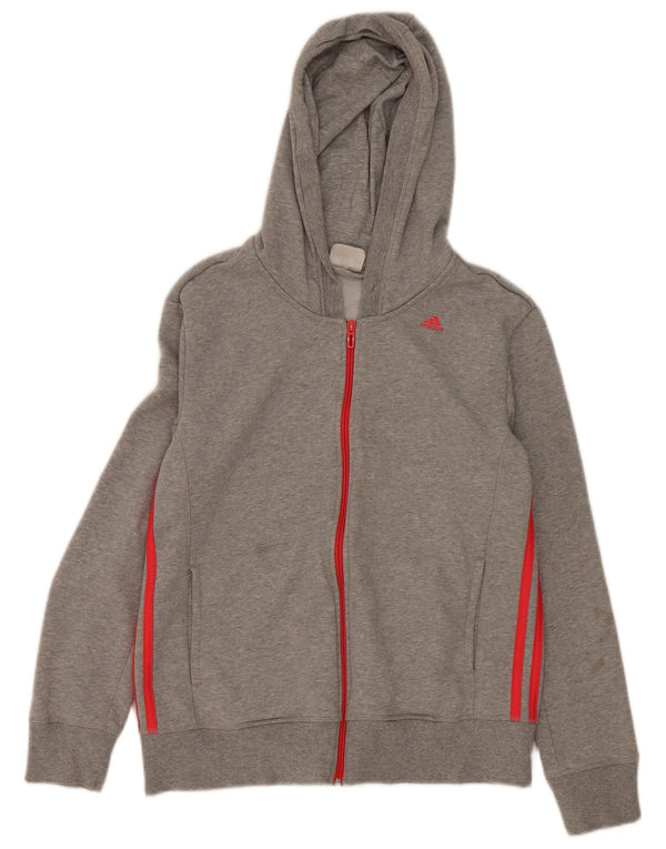Felpa con cappuccio e zip Adidas Climalite da donna UK 16/18 Large Grey Flecked