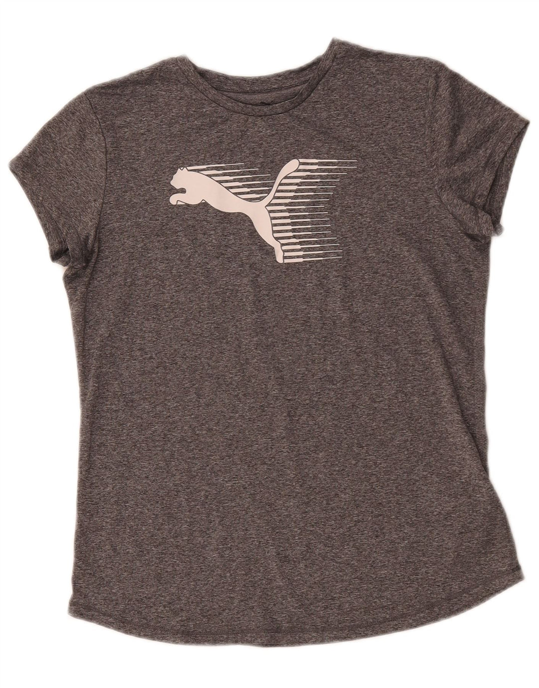 T-shirt grafica da donna Puma UK 14 Poliestere chiazzato grigio medio