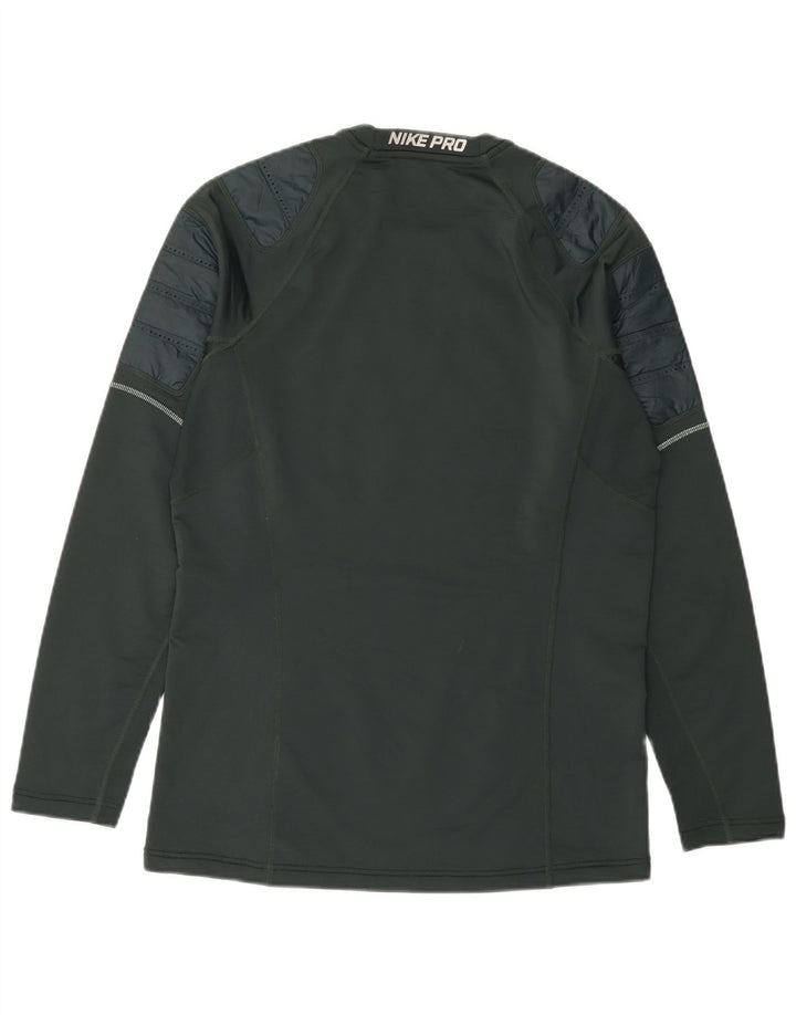 Nike Top grafico da uomo a maniche lunghe in poliestere color block verde medio