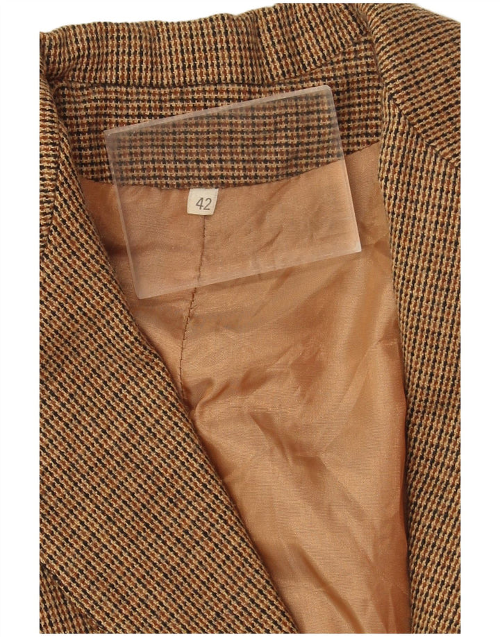 Giacca blazer vintage da donna a 2 bottoni IT 42 pied de poule marrone medio