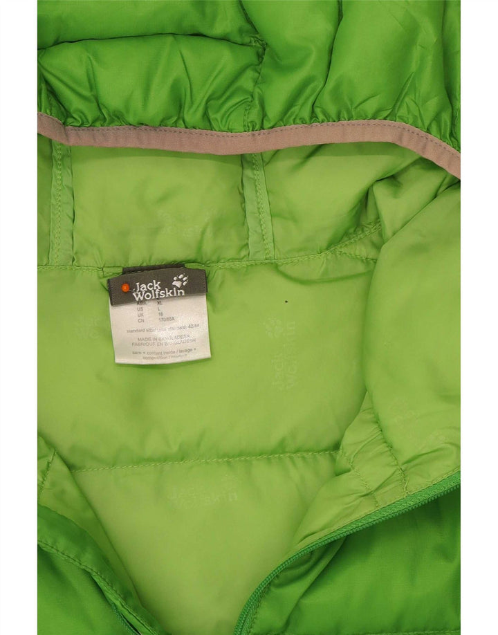 Giacca imbottita con cappuccio da donna Jack Wolfskin UK 16 grande poliestere verde