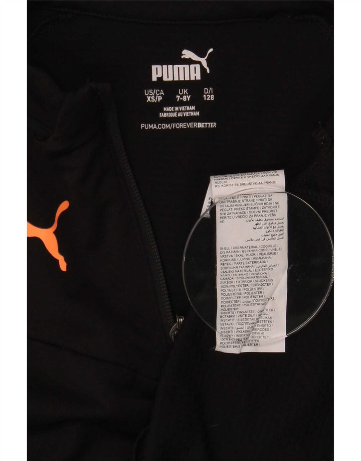 Maglia da tuta Puma da bambino con zip e collo, 7-8 anni, in poliestere nero