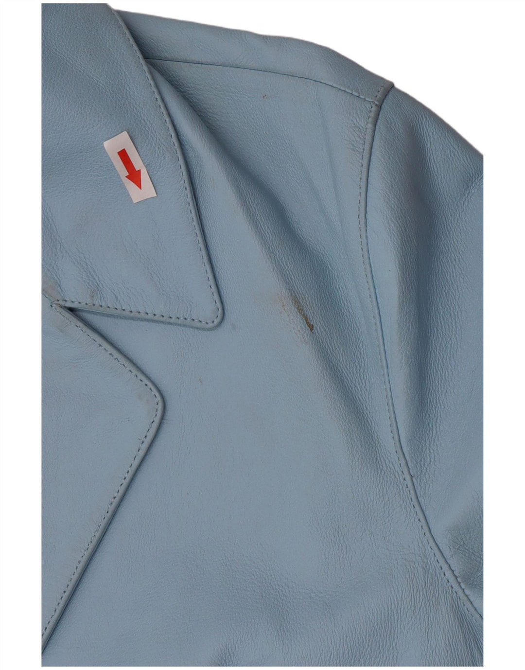 Giacca blazer in pelle vintage da donna a 2 bottoni UK 16 grande in pelle blu