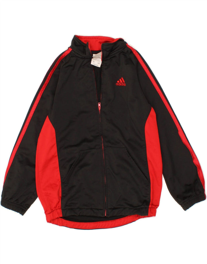ADIDAS Boys Tracksuit Top Jacket 6-7 Years Black Colourblock Polyester Vintage Adidas and Second-Hand Adidas from Messina Hembry 