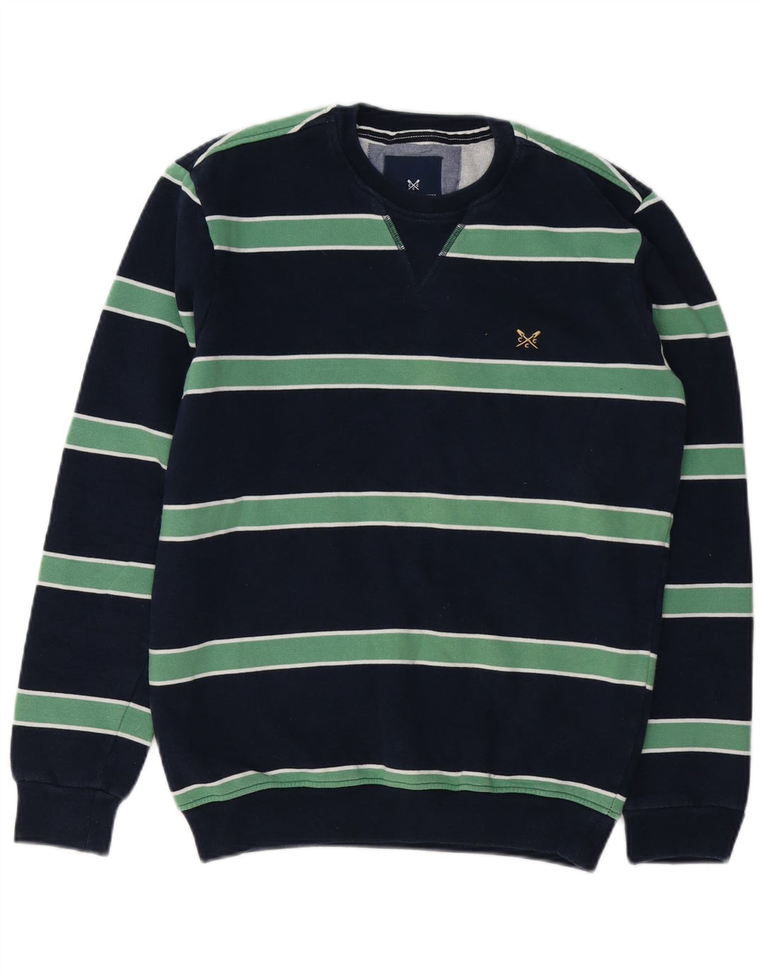 Crew Clothing Felpa da uomo Maglione piccolo in cotone a righe blu navy