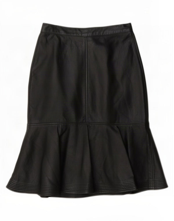Gonna a sirena a vita alta in pelle vintage da donna IT 42 media W24 nera