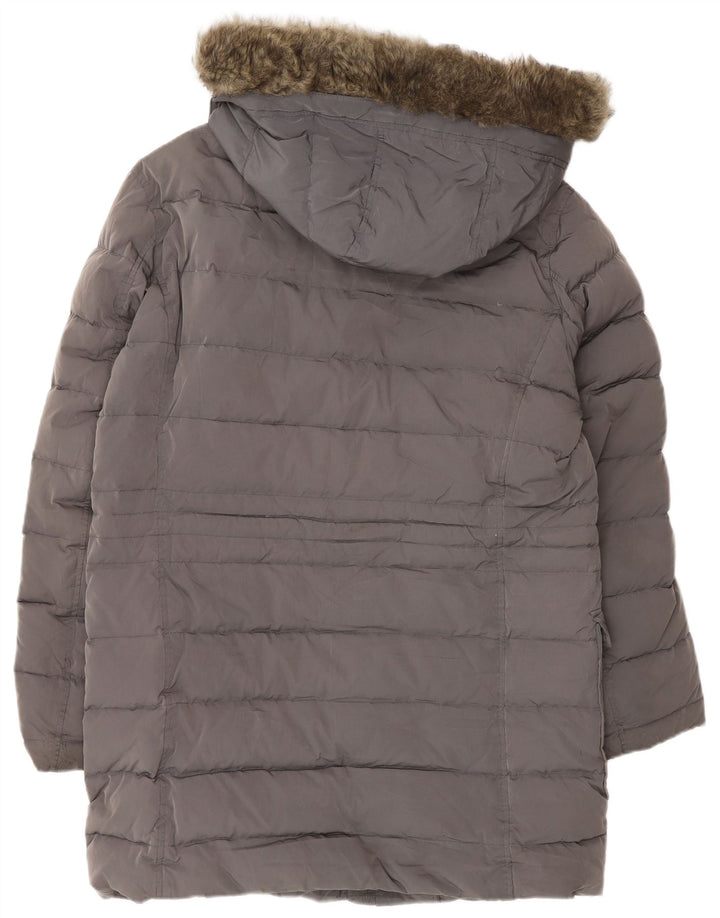 Cappotto imbottito con cappuccio da donna Massimo Dutti UK 40 grande poliestere grigio