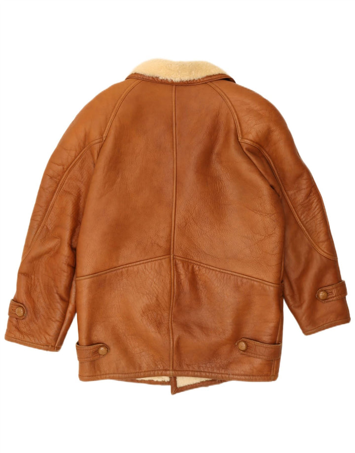 Giacca in shearling vintage da uomo UK 42 XL Marrone