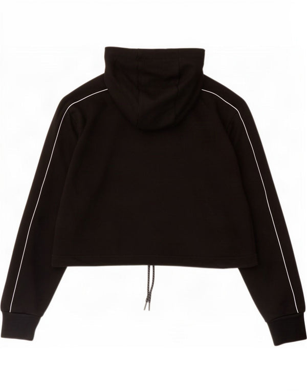 Ellesse Womens Crop Graphic Hoodie Jumper UK 12 Medium Black Cotton