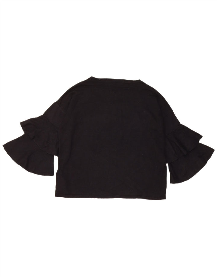 Marks & Spencer Top oversize da donna manica 3/4 UK 8 Small in viscosa nera