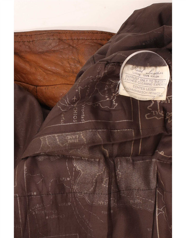 Giacca in pelle vintage da uomo UK 40 grande marrone