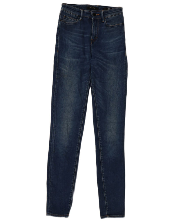 Jeans skinny da donna a vita alta Guess W25 L29 cotone blu