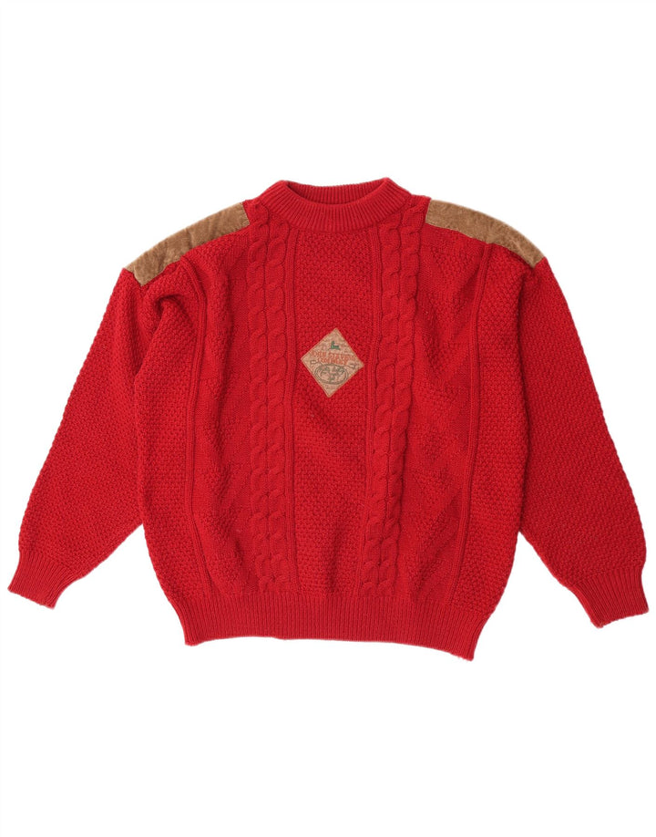 Maglione maglione girocollo vintage da uomo XL rosso