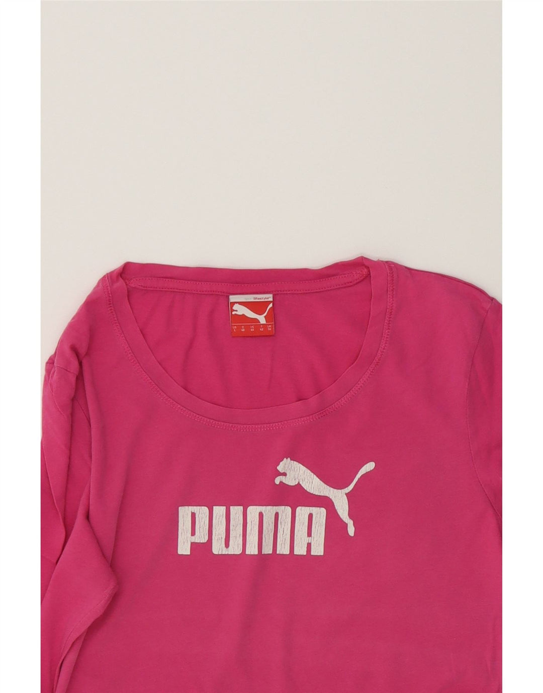 PUMA Womens Graphic Top 3/4 Sleeve UK 14 Large Pink Vintage Puma and Second-Hand Puma from Messina Hembry 