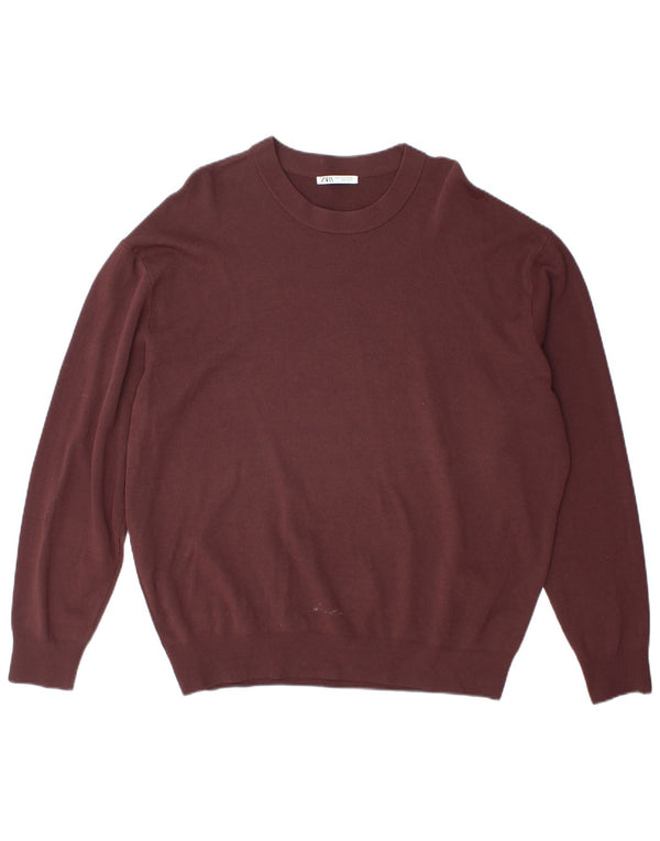 Maglione maglione girocollo da uomo Zara XL in viscosa bordeaux