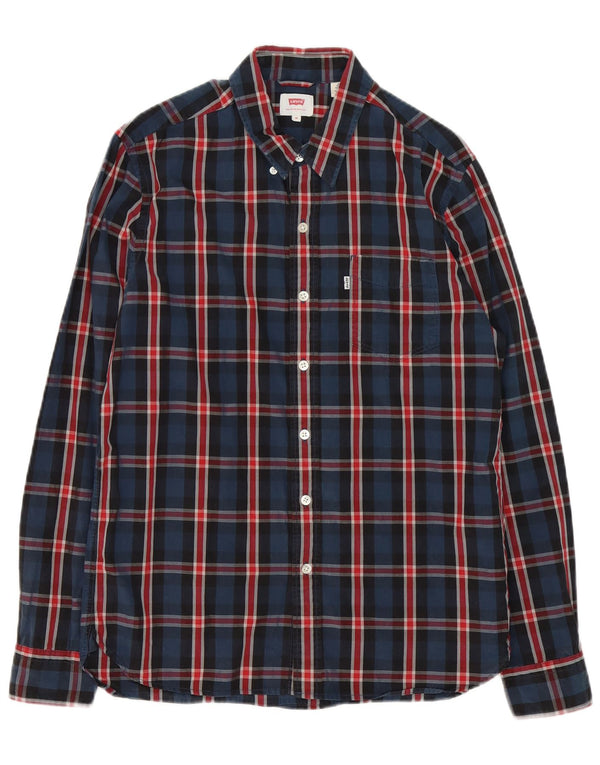 Camicia da uomo Levi's in cotone a quadri blu navy medio