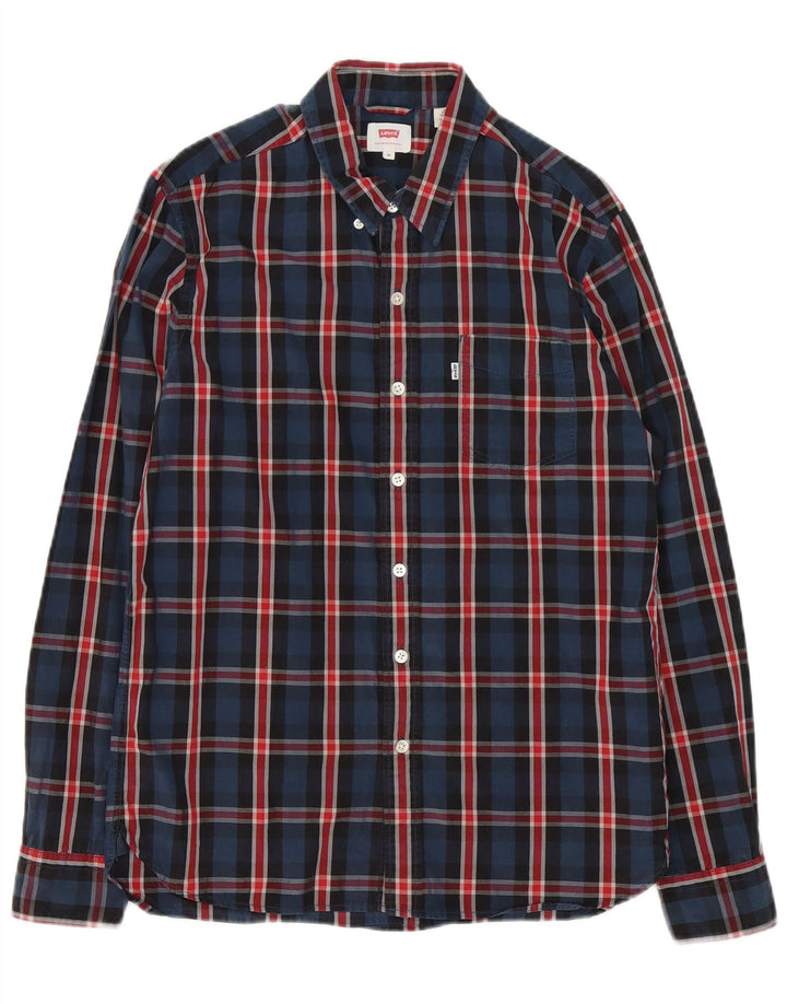 Camicia da uomo Levi's in cotone a quadri blu navy medio