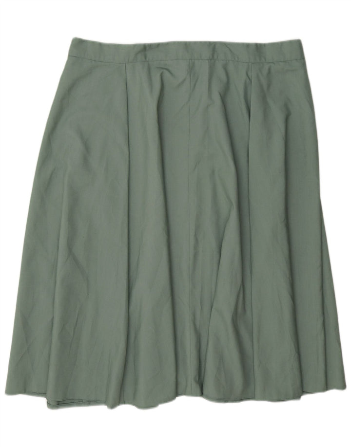 Gonna a pieghe regolare da donna vintage W40 2XL poliestere verde