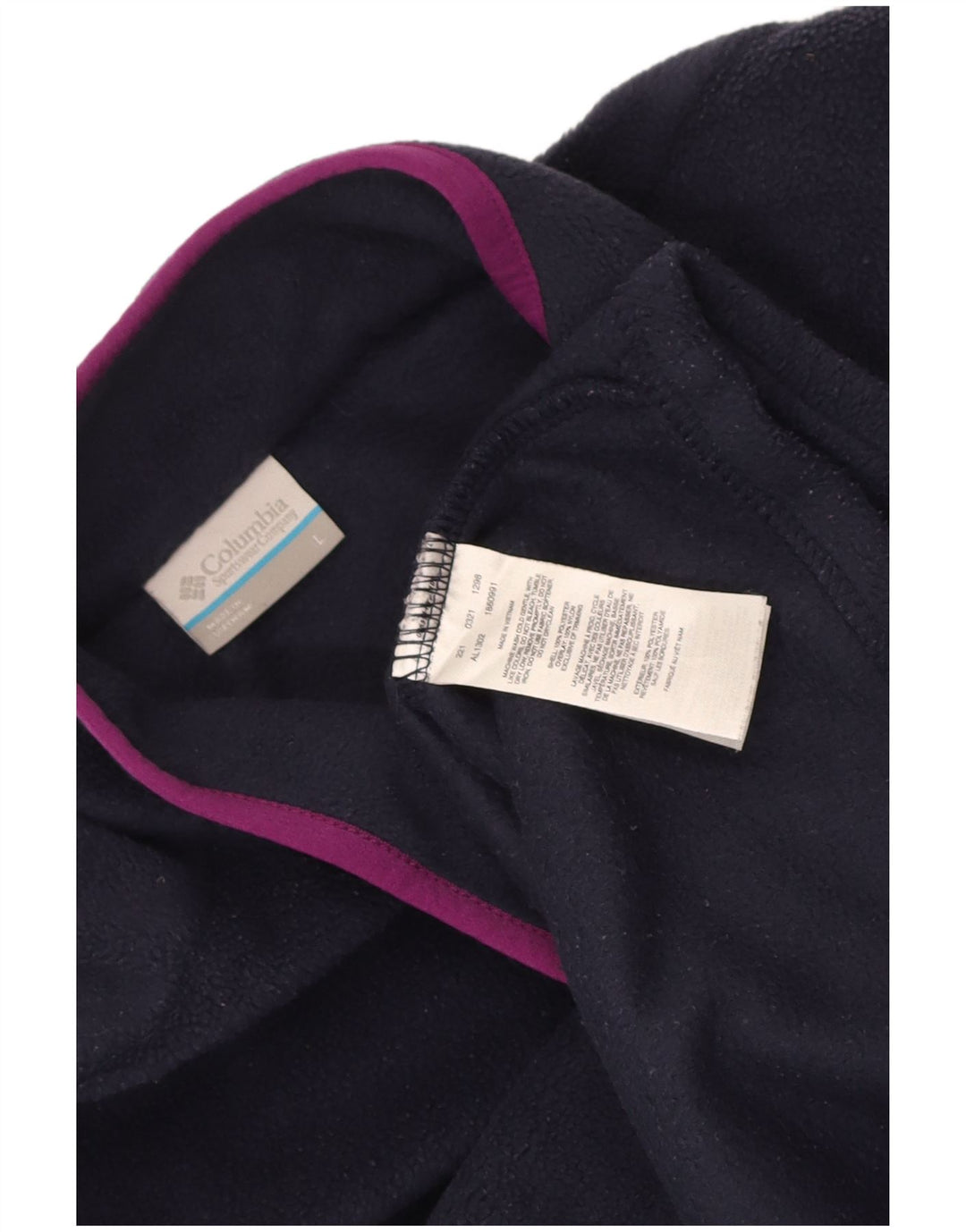 Maglione in pile da donna Columbia con collo a bottoni UK 16 grande poliestere blu navy