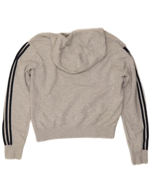 Felpa con cappuccio corta da donna Adidas UK 14 cotone grigio medio