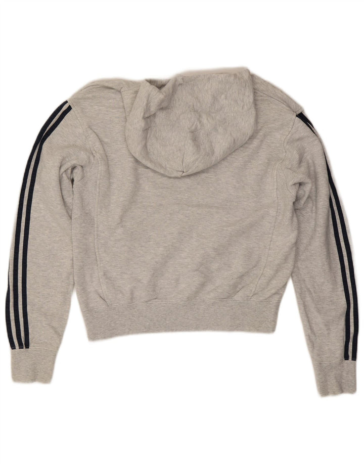 Felpa con cappuccio corta da donna Adidas UK 14 cotone grigio medio
