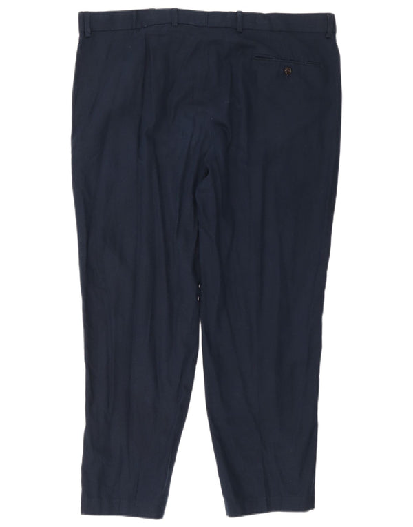 Pantaloni chino regolari da uomo Marks & Spencer W40 L31 lino blu navy