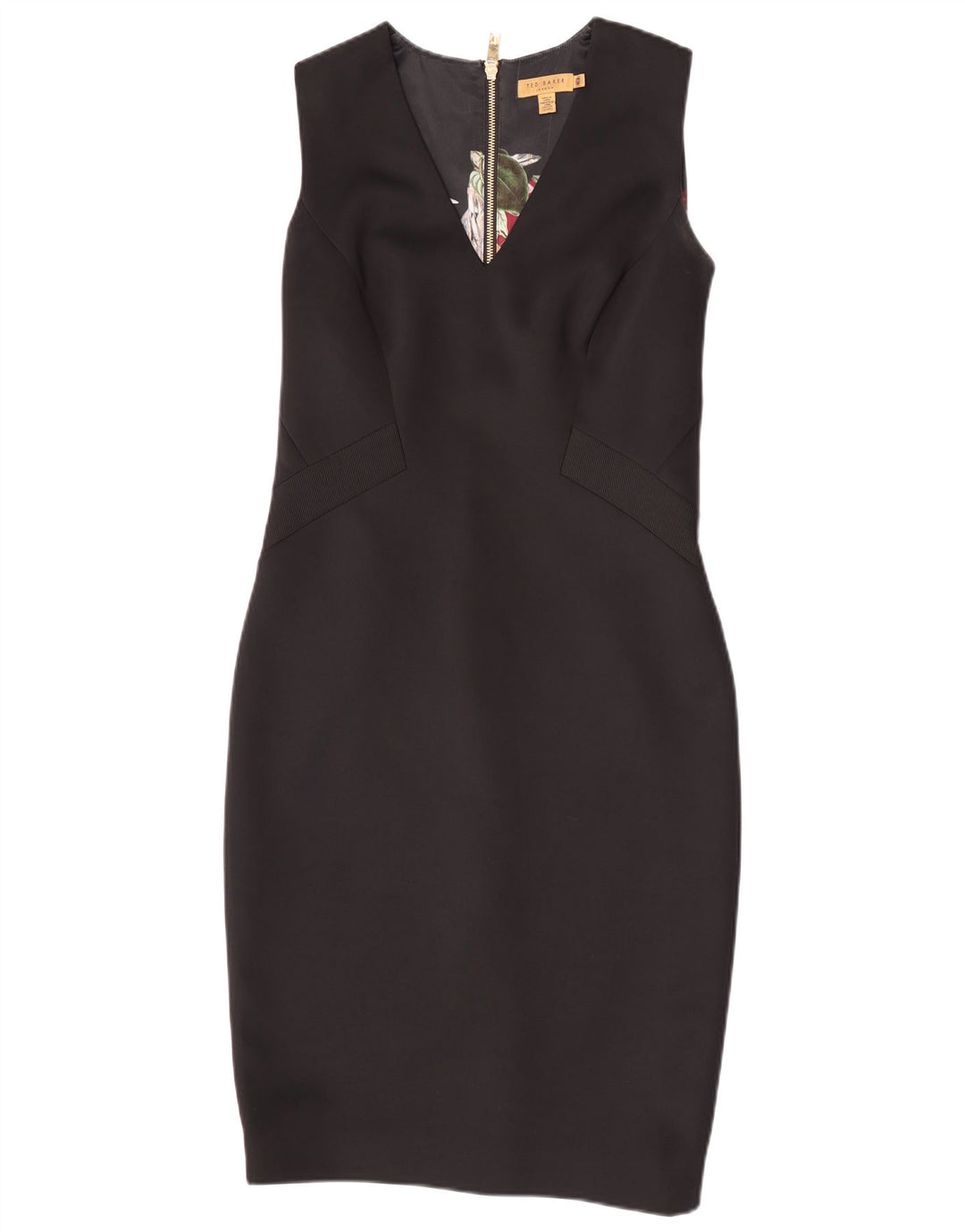 Abito aderente senza maniche da donna Ted Baker taglia 3 medio poliestere nero