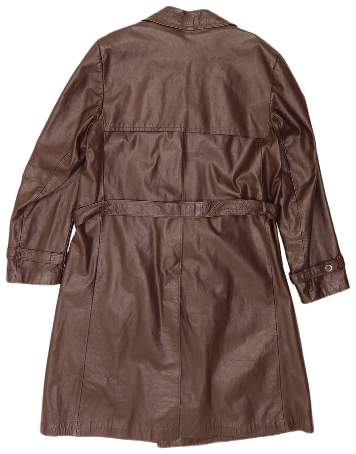 Cappotto doppiopetto in pelle vintage da uomo IT 56 2XL Marrone Classico