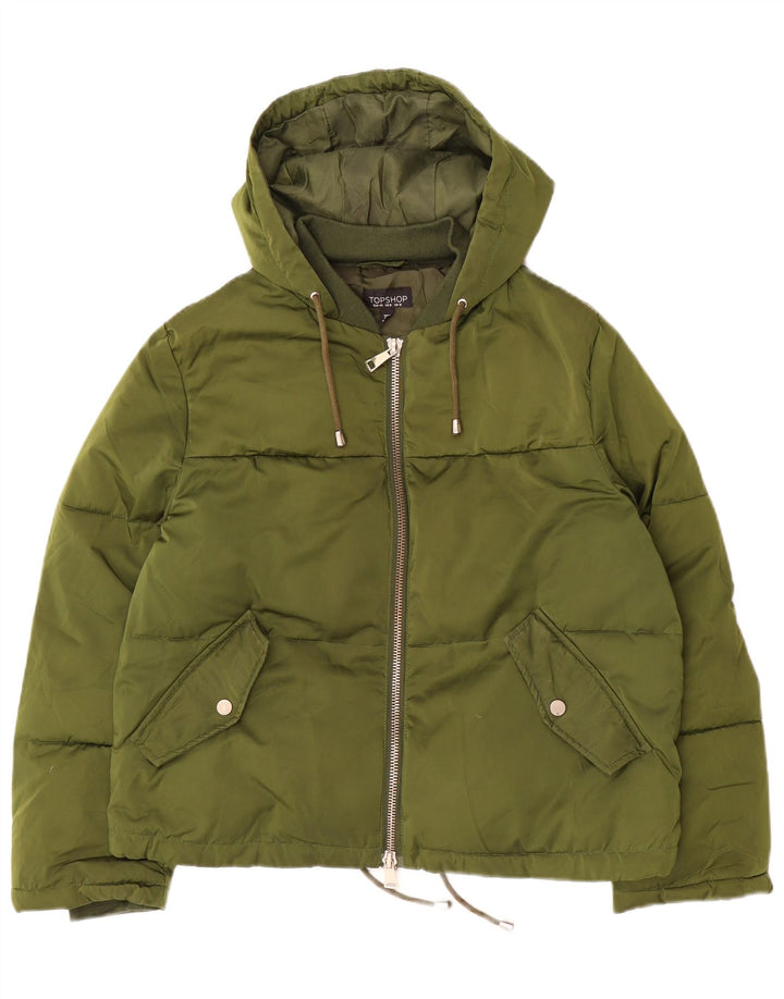 Giacca imbottita con cappuccio da donna Topshop UK 12 poliestere verde medio
