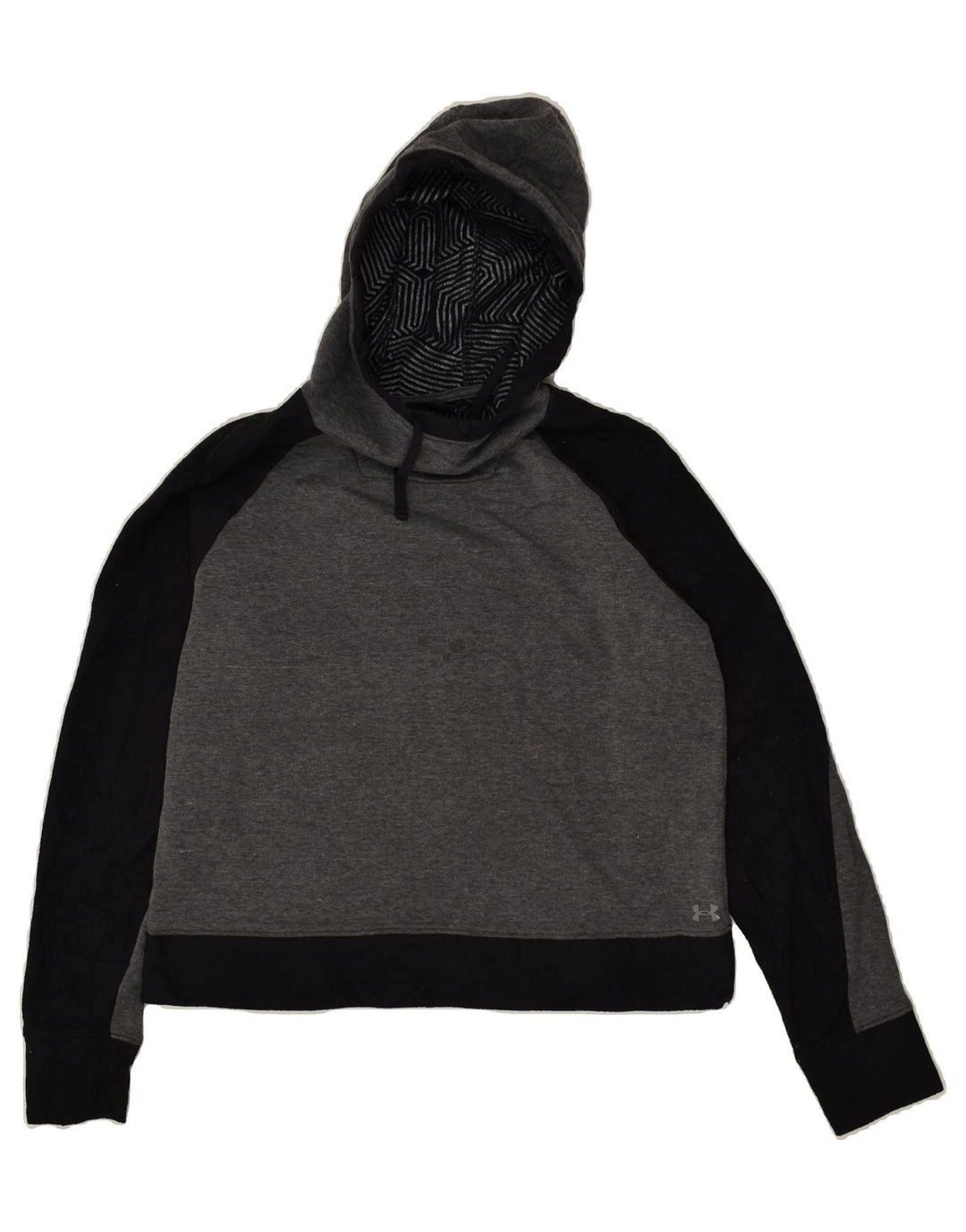 UNDER ARMOUR Womens Hoodie Jumper UK 14 Medium Grey Colourblock | Vintage Under Armour | Thrift | Second-Hand Under Armour | Used Clothing | Messina Hembry 