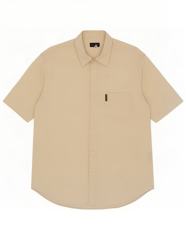Camicia a maniche corte da uomo Armani Jeans 2XL in cotone beige