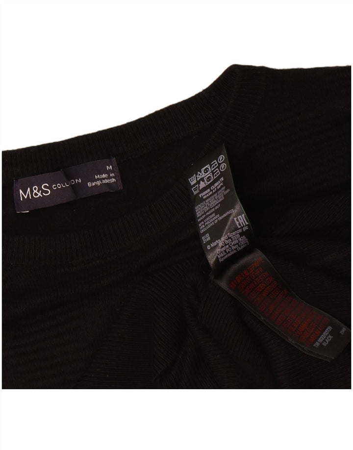 Maglione da donna Marks & Spencer con scollo a barca UK 14 Viscosa nera media