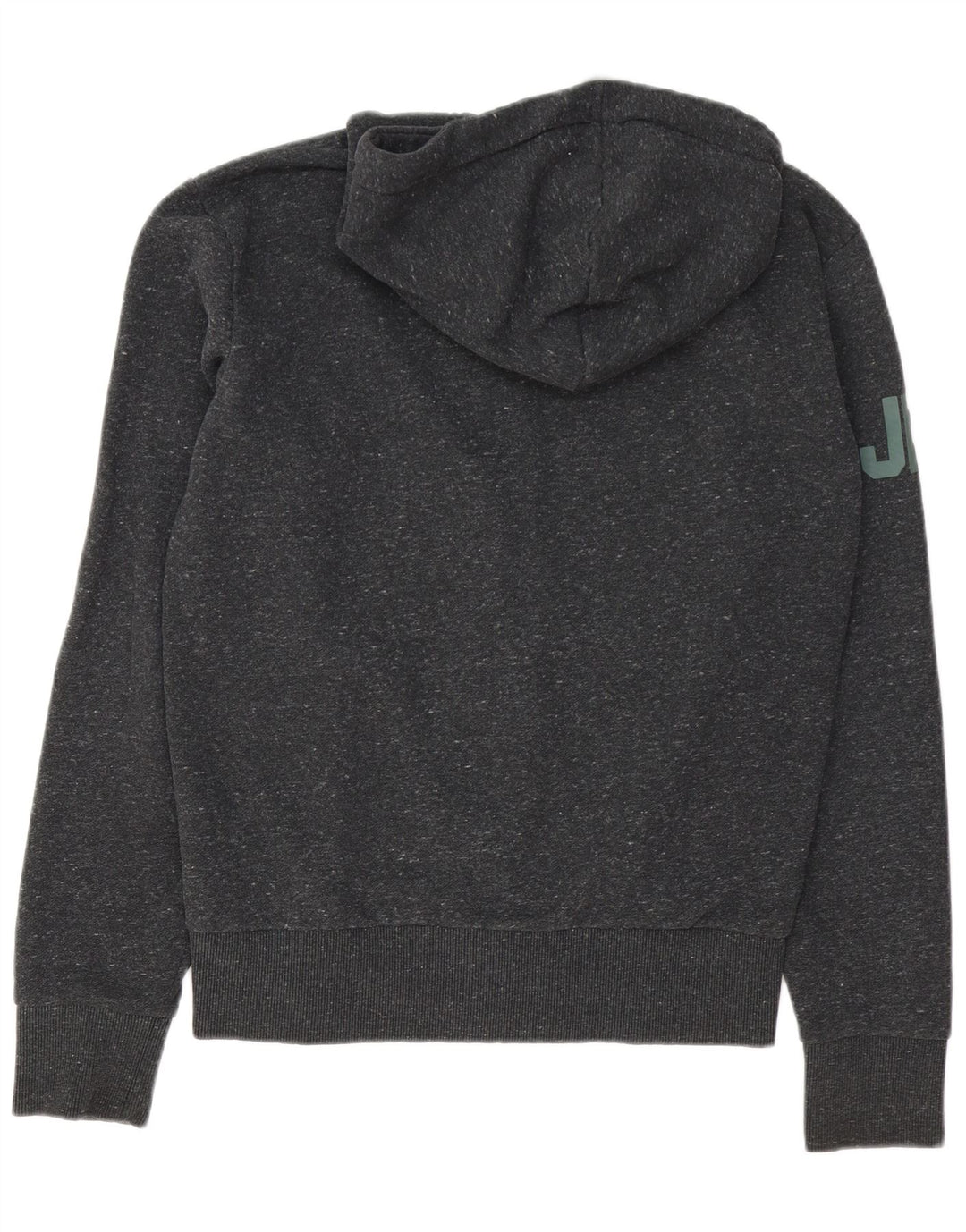 Maglione con cappuccio e zip grafica da uomo Superdry in cotone screziato grigio medio