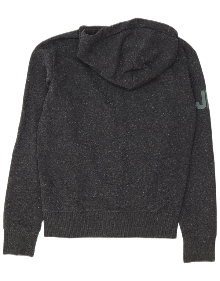 Maglione con cappuccio e zip grafica da uomo Superdry in cotone screziato grigio medio