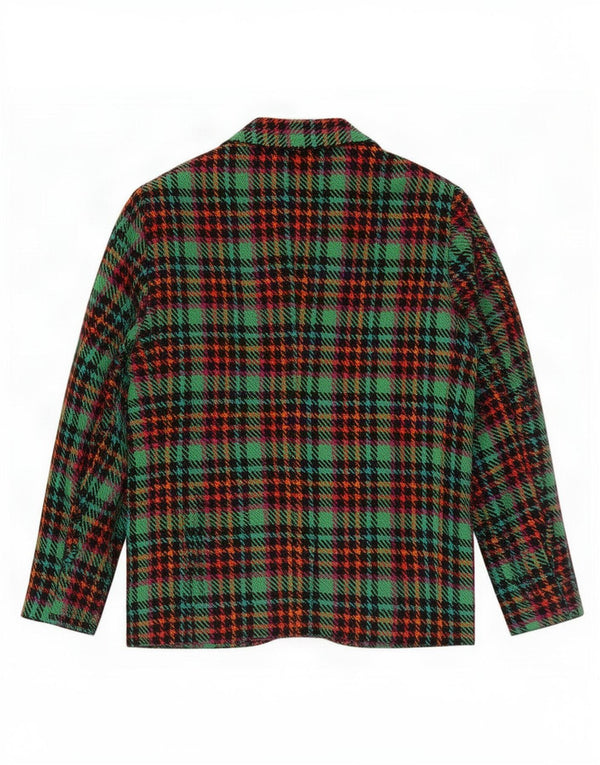 Giacca blazer vintage da donna a 3 bottoni UK 16 grande plaid multicolore