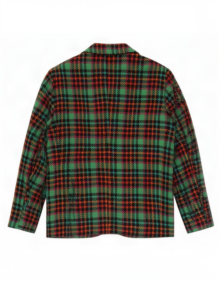 Giacca blazer vintage da donna a 3 bottoni UK 16 grande plaid multicolore