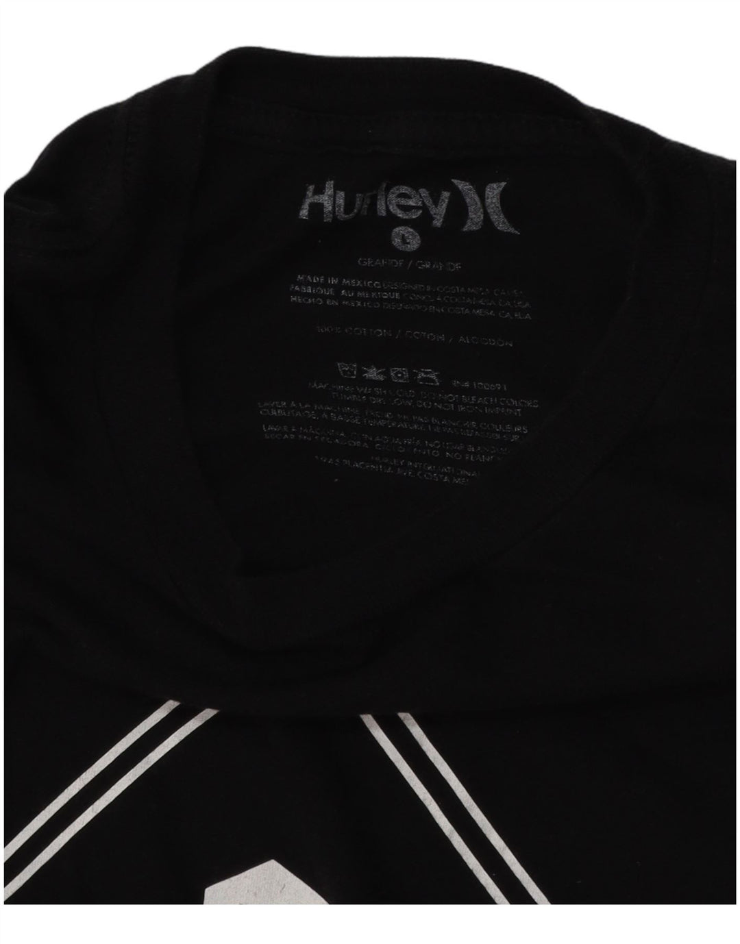 T-shirt grafica da uomo HURLEY grande in cotone nero