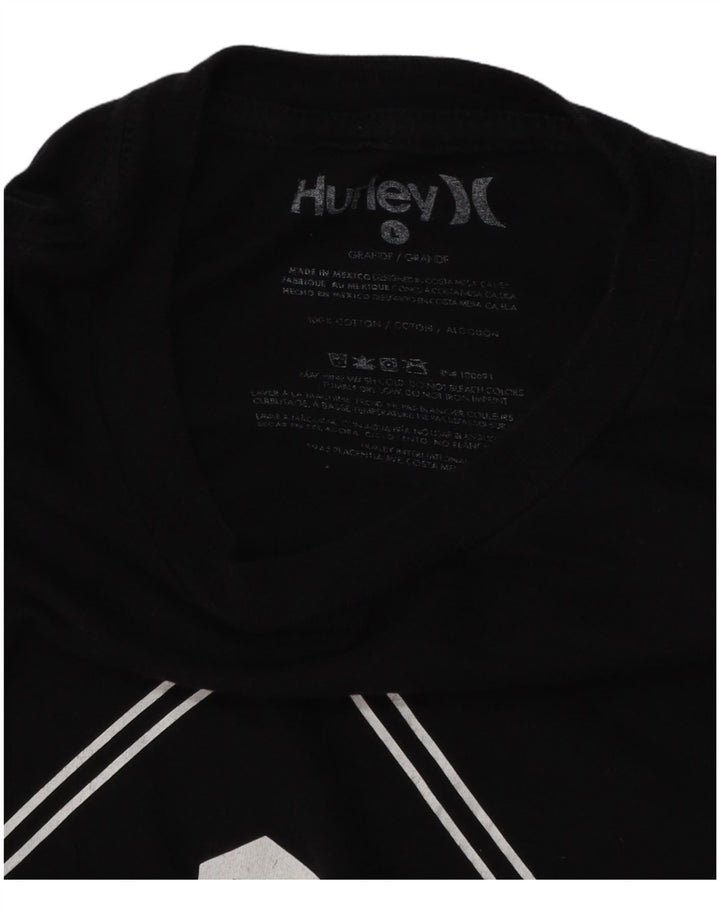T-shirt grafica da uomo HURLEY grande in cotone nero